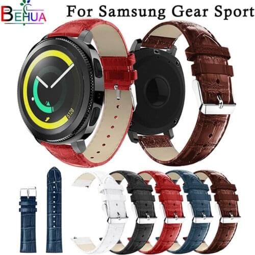 20mm Genuine Leather For Samsung Gear Sport watchband Replacement Wristband Strap band For Samsung S2 gear bracelet Accessories