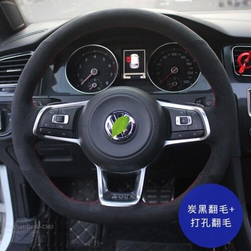 Steering wheel cover Flip leather For VW Lamando Bora Sciricco Sagitar Magotan Passat CC Lavida Tiguan Golf hand-stitch interior