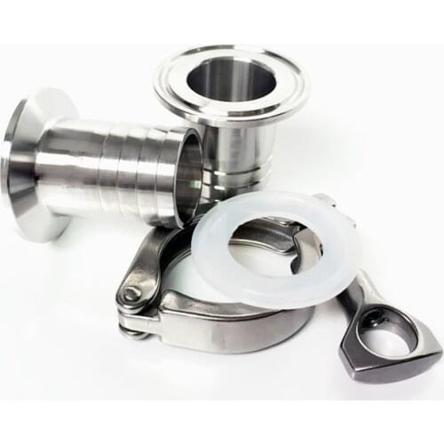 2-1/4" 57mm Sanitary Hose Barb Ferrule Palnge OD 77.5MM +2.5"Tri Clamp + PTFE Gasket Stainless Steel SUS SS 304