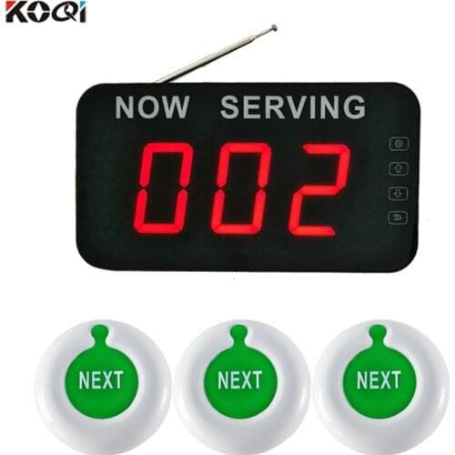 NOW SERVING queuing system call customer wireless calling system number waiting room 1 queue screen 3 NEXT pager button
