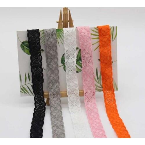 50Yard Elastic Lace Trims 18mm Width Stretch Fabric for Handmade DIY Sewing Garments Accessories Wedding Deco Gift Packing