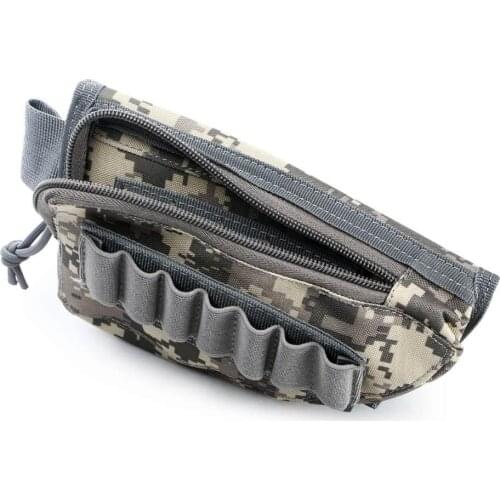Tactical Buttstock Cheek Rest Shell Ammo Pouch 12GA 12 Gauge Bullet Cartridge Holder Hunting Accessories Gun Rifle Stock Pouch