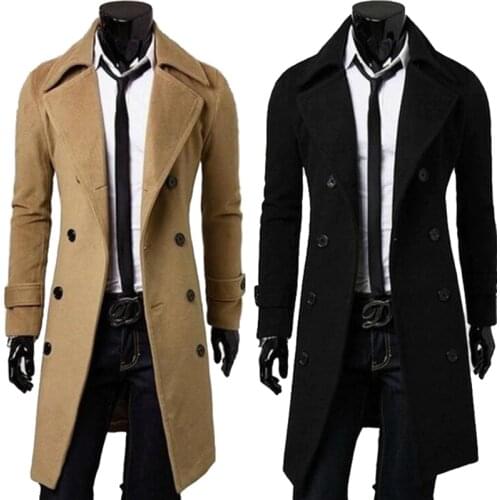 Mens Trench Coat New Fashion Designer Men Long Coat Autumn Winter Double-breasted Windproof Slim Trench Coat Men Plus Size