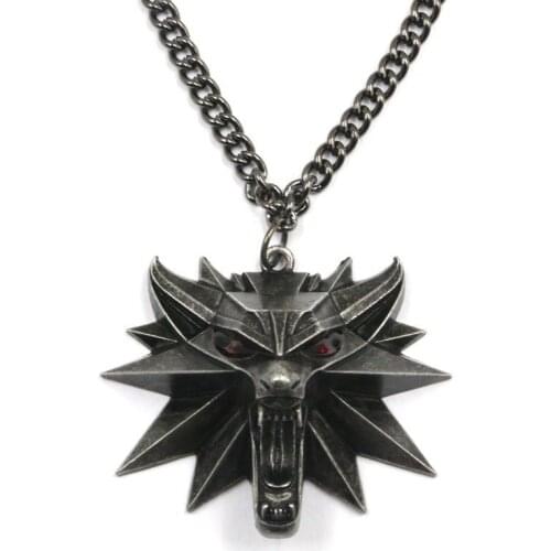 WANGAIYAO New Couple Exaggerated Wizard Wolf Head Necklace Pendant Fashion Personality Street Men’s and Women’s Jewelry Hallowee
