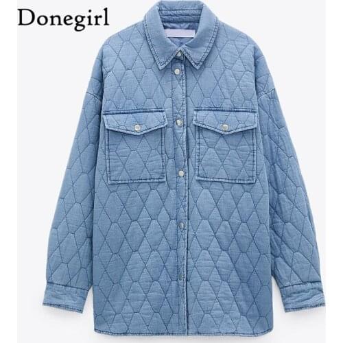 2021 Spring Autumn Women Oversize Vintage Blue Denim Parka Coat Casual Pockets Warm Loose Long Cotton Jacket Outwear Female