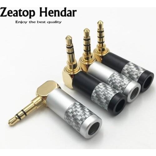 1Pcs Right Angle 3.5mm 3 / 4 Pole Male Stereo Audio Jack 3.5 Plug for DIY Repair Hifi Headphone Cable Carbon Fiber Connector