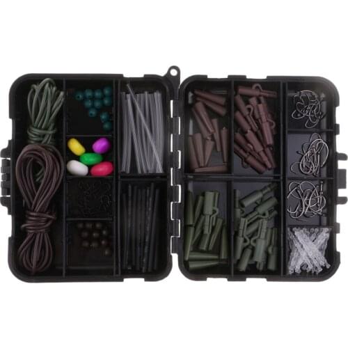 147pcs 11 Kinds Fishing Accessories Kit Saltwater Freshwater Fishing Tackles Snaps Lures Baits Hooks Beads