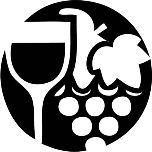 15.7cm*15.7cm Wine Glass And Grapes Circle Fashion Car Sticker Vinyl Decal