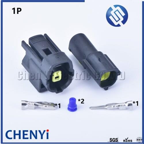 2 sets 1 pin way male female waterproof wire connector auto electrical plug conector 174879-2 174877-2