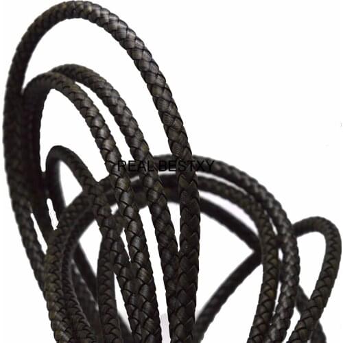 2m/lot Approx 6mm Genuine Braided Leather Cord Round Leather Rope Thread For DIY Necklace Bracelets Jewelry Making