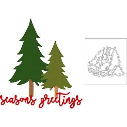 2020 New Christmas Tree and English Words Seasons Greetings Metal Cutting Dies For Making Greeting Card Scrapbooking No Stamps
