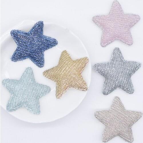 36Pcs 38mm Padded Powders Silk Cloth Star Appliques for DIY Headwear Hair Clips Band Decor Clothes Sewing Supplies Patches H90