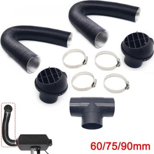 42/60/75mm Car Heater Replacement Kits Air Diesel Parking Heater Ducting Pipe Air Vent Outlet Hose Tube Connector w/Hose Clips