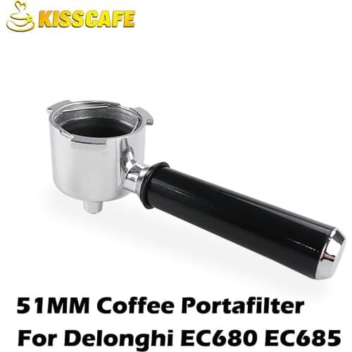 51mm Coffee Bottom Portafilter For DeLonghi EC680/685 Stainless Steel Coffee Machine Portafilter Handle Professional Accessory