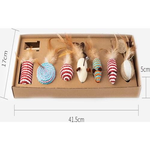 7PCS Exquisite gift Pet funny cat toy stick pet Fake mouse taste Wood feather Magic Wand Cat Catcher Cat interaction Free ship