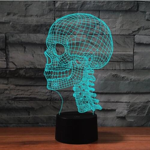 Skull LED 3D Acrylic Night Lights Creative Gift 7 Colors Remote Touch Switch USB Table Desk Lamp for Home Bar Decoration