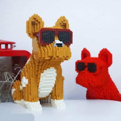 Boyu 7058 Cartoon Eyeglasses Bulldog Spotted Dog Animal Pet 3D DIY Mini Diamond Blocks Bricks Building Toy for Children No Box