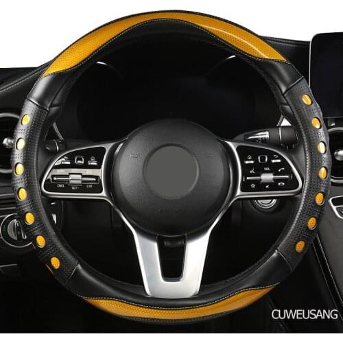 CUWEUSANG Carbon Fiber Leather Car Steering Wheel Cover For Mini F60 F56 F55 F54 R52 Clubman Cabrio Countryman