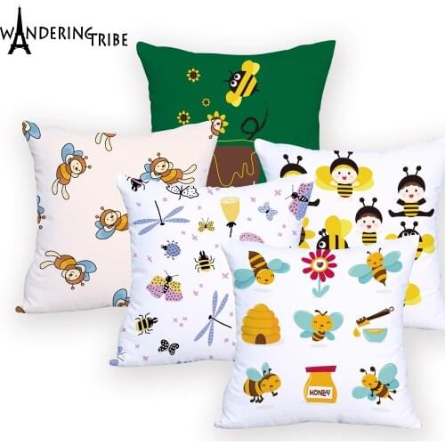 Tiger Bee Cushion Covers Decorativos for Office Custom Warm Pouf Pillows Animal Throw Pillows Home Sofa Soft Wholesaler