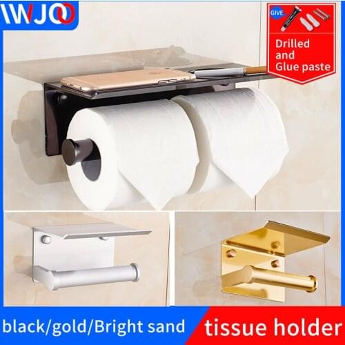 Lengthen tissue holder wall mounted screw free installation with ashtray Mobile phone rack Bathroom roll paper holder