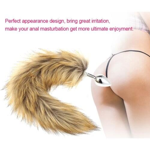 Tail Anal Plug Stainless Steel Anal Pleasure Bead Fox Tail Stimulator Butt Plug Sex Products Flirt Toys for Women