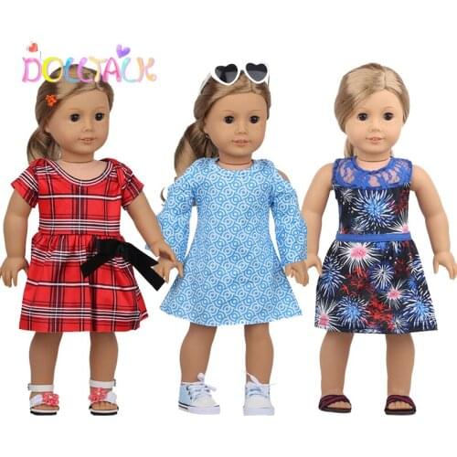 43cm 18 Inch Classic Red Plaid Dress Retro Doll Clothes For Reborn Baby Dolls &OG Girl Doll Russia DIY Gifts Toy 2021