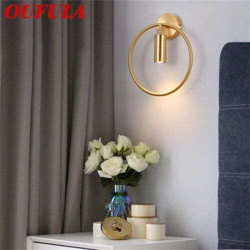 OUFULA Brass Indoor Wall Lamps Copper Color LED Fixture Creative Indoor Decorative For Home Bedroom Living Room