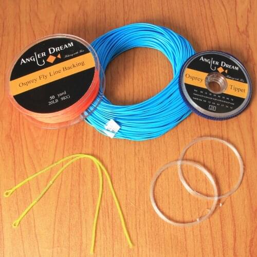 1 2 3 4 5 6 7 8 9 WT Fly Line Combo Blue Weight Forward Floating Fly Fishing line with Backing Line Leader Tippet Loop