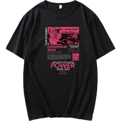 Makima Red Chainsaw Man T-Shirt Men O Neck men tshirts Denji Pochita Manga Devil summer Oversized Short Sleeve Tee Shirt men top