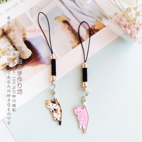 Cute Japanese Cat Smart Phone Strap Lanyards for iPhone/Samsung/Xiaomi/Huawei Mobile Phone Strap Key Hang Rope Phone Charm Decor