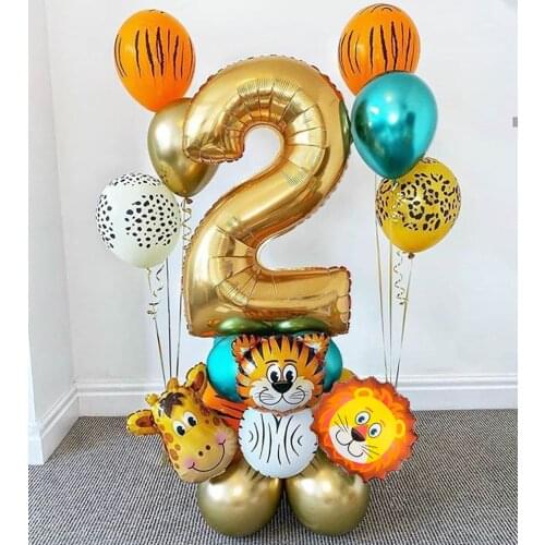 18pcs/set animal balloons boy birthday party decorations kids number balloon baby shower boy ballon baloon 1st birthday supplies