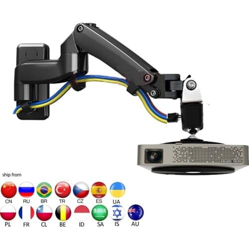 NB-F150PR 2-7kg dual Gas spring arm projector wall mounted bracket full motion 360 rotate aluminum 1/4 inch screw