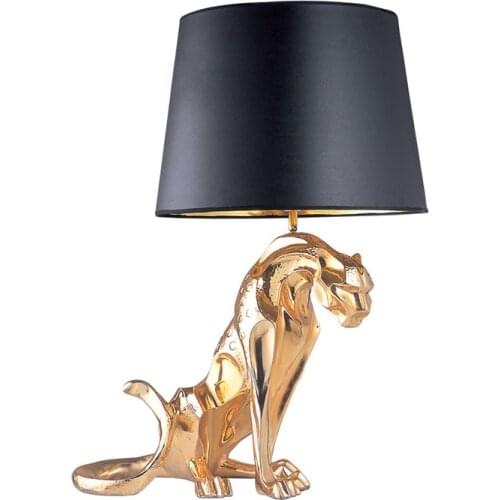 Nordic Resin Gold Leopard Table Lamp for Living Room Modern Bedroom Decoration Bedside Lamp Art Deco Study Hotel Light Fixtures