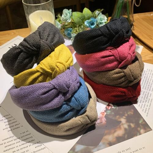 New Fashion Women Hairband Wide Side Headband Solid Hair Bands Girls Bezel Turban Lady Knitted Knot Hair Hoop Accessories