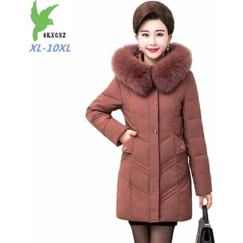 2020 High Quality Plus Size XL-10XL Winter Parkas Women Down Cotton Coat Thick Warm Hooded Jackets Female Fur Collar Outwear G31