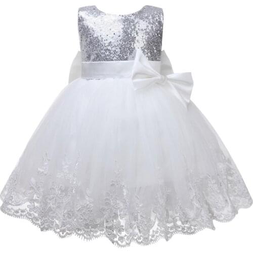 Sequin Baby Girl Dresses Bow Lace Infant Christening Baptism Gown Newborn 1 Year Birthday Princess Infant Girl Party Costume