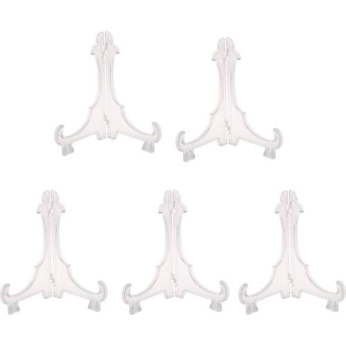 5pcs Foldable Plastic Display Easel Stand Plate Dish Bowl Picture Photo Frame Photo Pedestal Holder 2 Size Home Decoration