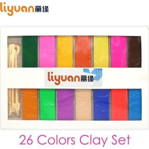 26 Colors Polymer Clay DIY Soft Modelling Clay Set with 5 pcs Tools for Child Nontoxic Slime Toys Malleable
