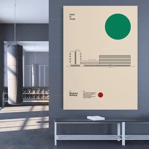 Poster Bauhaus Building Walter Gropius 1926, Minimal Architecture Dessau Bauhaus Design wall art