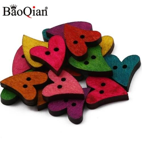 50pcs Natural Wood 18.5mm Heart-Shaped 2 Hole Buttons Handmade Clothing Sewing Accessories Diy Home Decoration Scrapbook