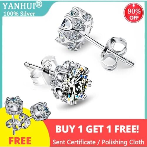 Sale at a loss! With Certificate Allergy Free Original 925 Silver 2 Carat Stud Earrings Never Fade Wedding Earrings For Women