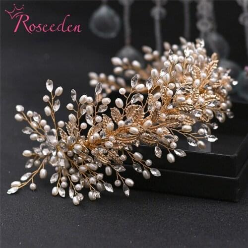 Luxurious Hot Selling Wedding Headband Bridal Hair Accessories Pearl Rhinestone Hair Jewelry RE3936