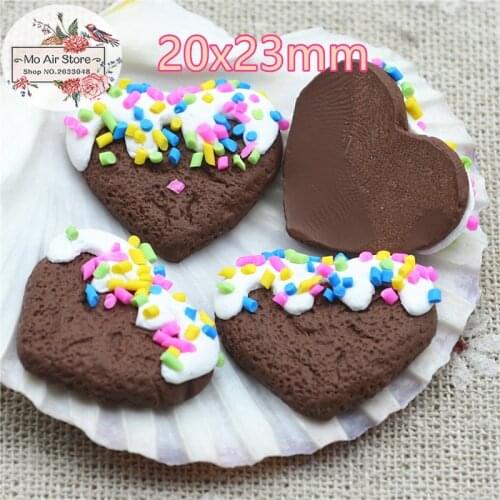 Chocolate Heart cake sweet dessert 10PCS polymer clay Flatback Cabochon Art Supply Decoration Charm Craft