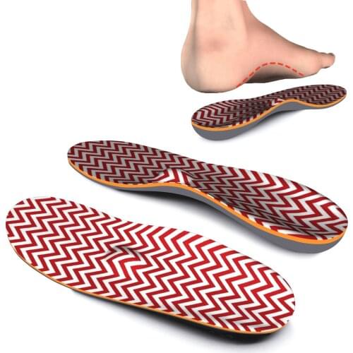 Red Striped Memory Foam Insoles Plantar Fasciitis Arch Support Insoles Shock Absorption Sports Shoe Inserts for Women Men