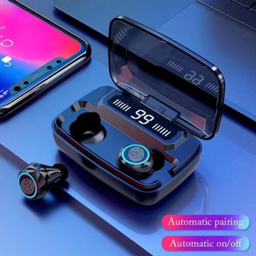 M11 TWS Bluetooth Earphone V5.0 Touch Control Stereo Sport Wireless Headphones Noise-Reduction Earbuds Headset with Power bank