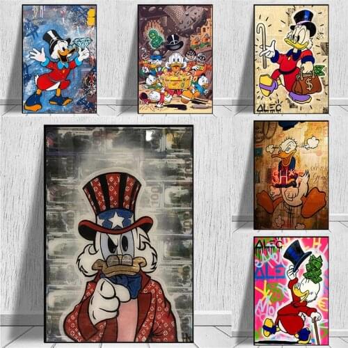 Street Graffiti Art Disney Donald Duck Canvas Art Paintings Poster and Print Wall Art Picture for Living Room Home Decoration