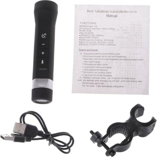 Outdoor Wireless Bluetooth Speaker Flashlight Torch Power Bank Support TF FM