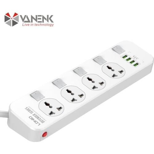 Universal Power Board Individual Switch USB Extension Lead Socket Outlets Travel Adapter 4USB 3.4A