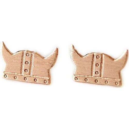 Sailing element pirates helmet stud earrings Personality horned helmet stud earrings Small demon helmet stud earrings for women