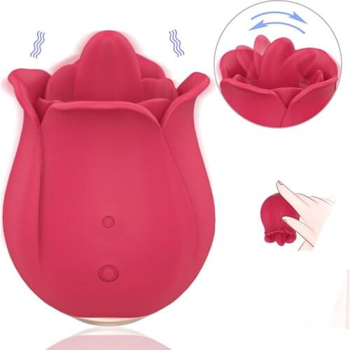 Rose Tongue Licking Vagina Vibrators Female Masturbator Rechargeable with 9 Frequency Nipple Clit Stimulator Sex Toys for Woman